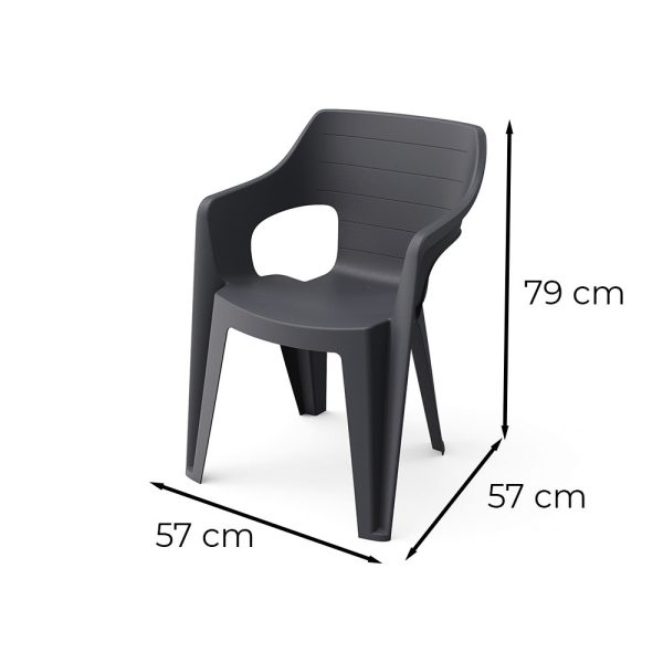 Bilboa Iowback műanyag kartámaszos kerti szék fekete - 260564 - Image 3