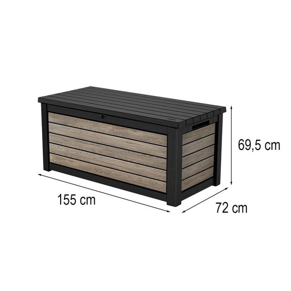 Decocoat műanyag kerti láda 630 L - Kőris színben - 261894 - Image 3