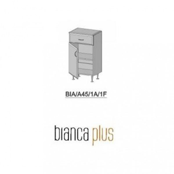 Bianca Plus 45 alacsony szekrény 1 ajtóval, 1 fiókkal, magasfényű fehér színben, jobbos - BA451A1FMFFMFFJ - Image 2