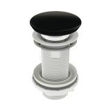 Klikk - klakk leeresztőszelep - KEREK - matt FEKETE - túlfolyó nélküli mosdókagylóhoz - Ø 73 mm - BD05803080214931