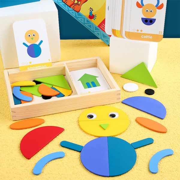 Mágneses tangram fajáték angol kártyákkal, haladó szint - Image 2