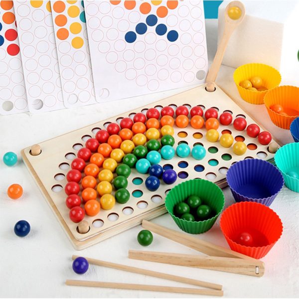 Szivárványos golyó mozaik kirakó Montessori fajáték - Image 2
