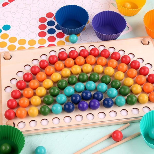Szivárványos golyó mozaik kirakó Montessori fajáték - Image 3