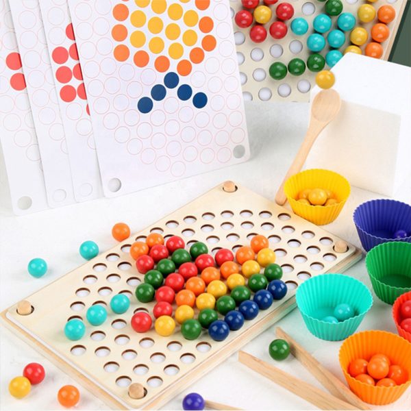 Szivárványos golyó mozaik kirakó Montessori fajáték - Image 4