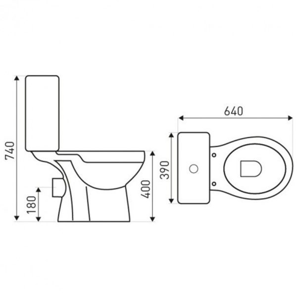 C-CLEAR monoblokkos WC hátsó kifolyással, kétkamrás lehúzó rendszerrel -  C-CLEAR - Image 2
