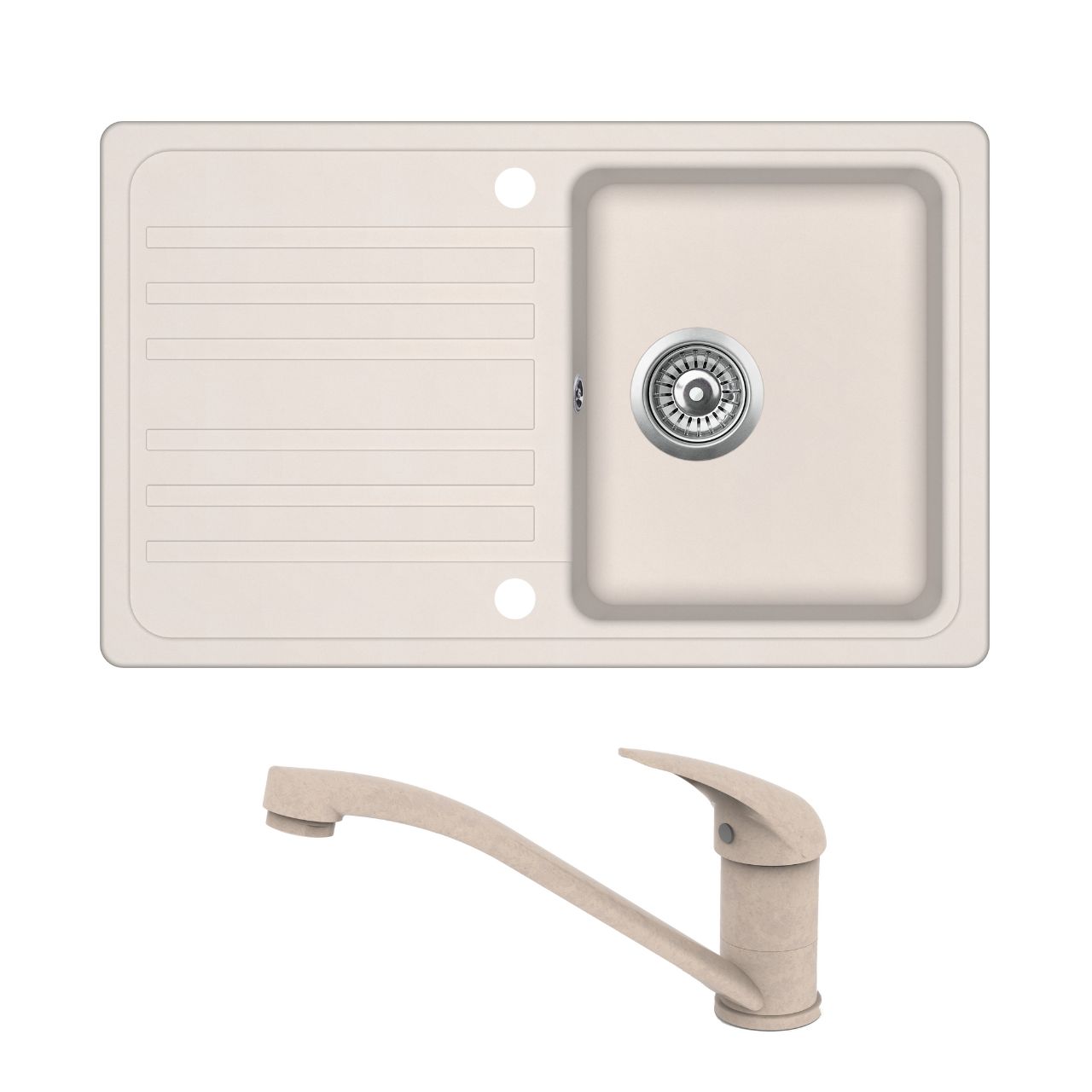 Evido Home 45S csepptálcás gránit mosogató Evido PINGUIN álló gránit csapteleppel bézs - 105546SET