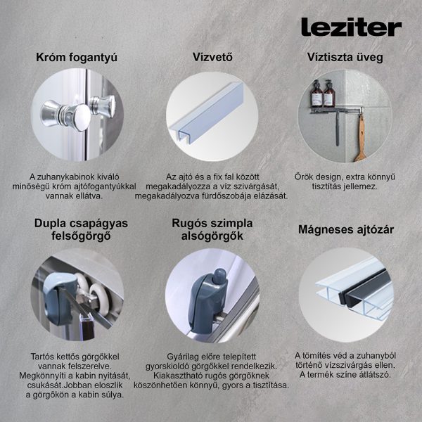Mila hidromasszázs zuhanykabin - fekete - Image 4