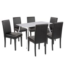 Megan 6+1 étkező garnitúra fehér-fekete