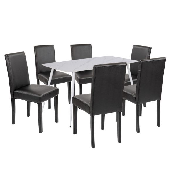 Megan 6+1 étkező garnitúra fehér-fekete - LEAB140-WH_LKE-BL_6