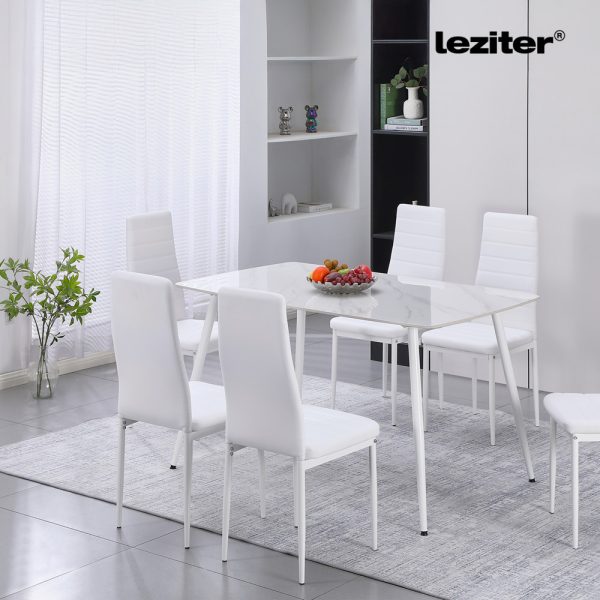 Bora 140 cm szögletes szinterezett kő étkezőasztal fehér - Image 2