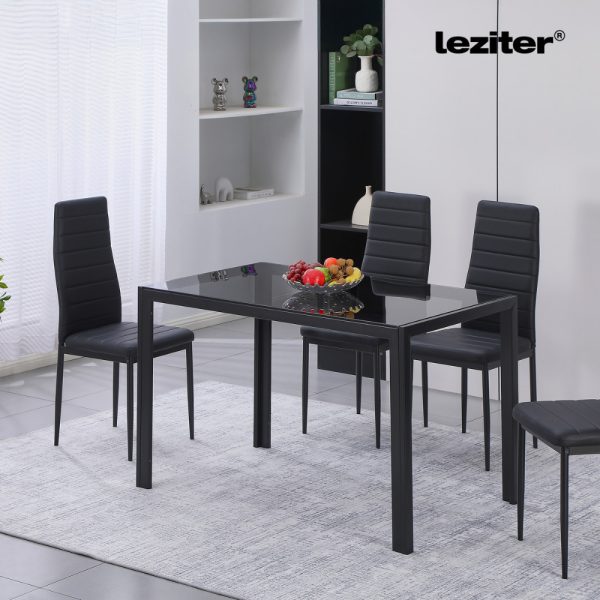 Clara 120 cm szögletes üveg étkezőasztal fekete - Image 2