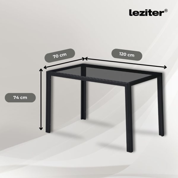 Clara 120 cm szögletes üveg étkezőasztal fekete - Image 3
