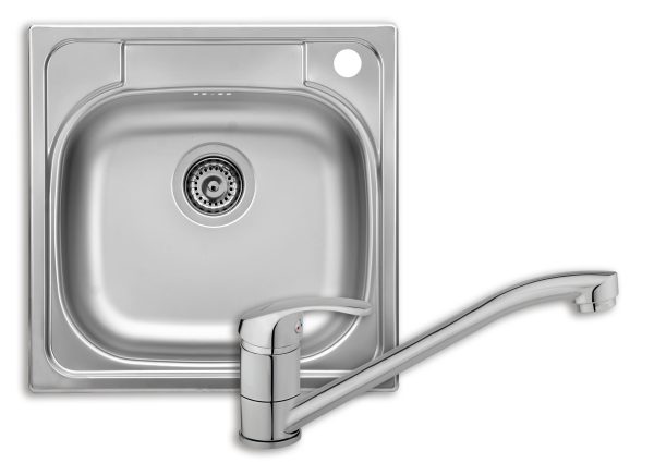 Livinox TRITON N-309JKSET egymedencés rozsdamentes mosogató, jobboldali csaplyukkal 480 x 480 x 150 mm, EVIDO SMART csapteleppel