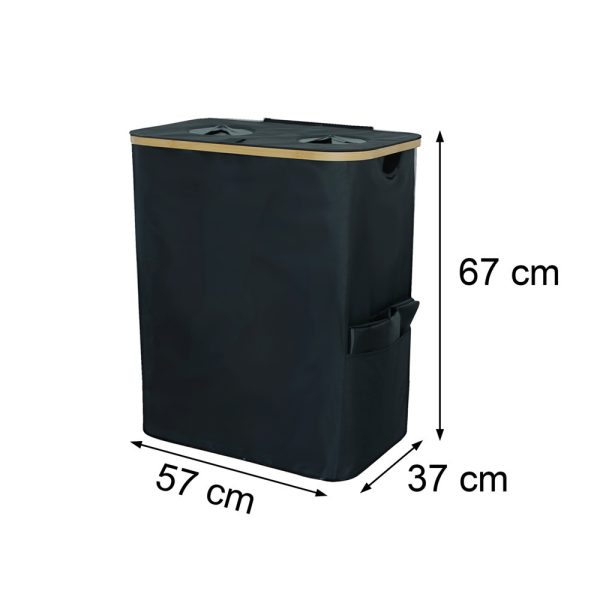 Szelektív palackgyűjtő két rekeszes 140l fekete - LPGY2-140-BL - Image 2