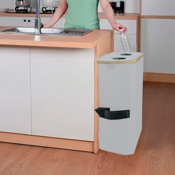 Szelektív palackgyűjtő két rekeszes 140l fehér - LPGY2-140-WH - Image 3
