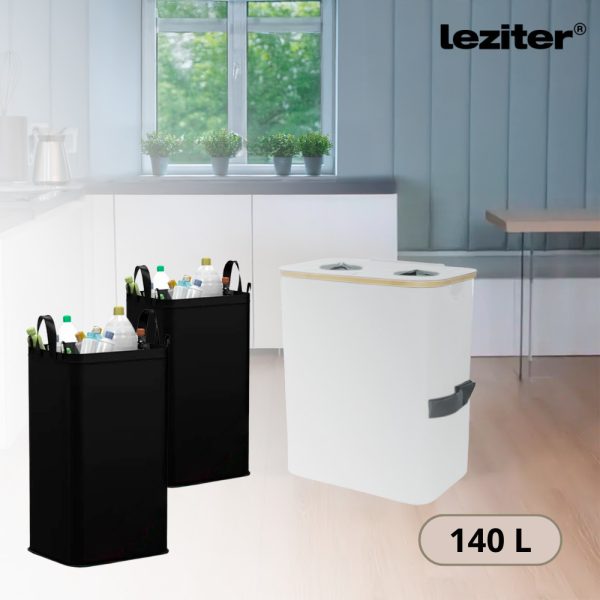Szelektív palackgyűjtő két rekeszes 140l fehér - LPGY2-140-WH - Image 7