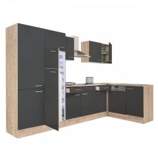Yorki 340 sarok konyhablokk sonoma tölgy korpusz, selyemfényű antracit fronttal - LS340STAN-PSZ-FF