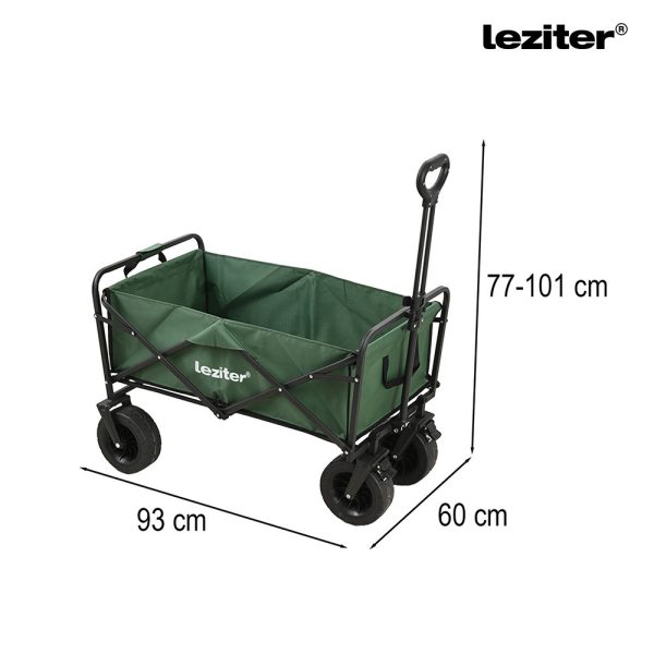 Összecsukható prémium kerti strandkocsi tetővel zöld - Image 3