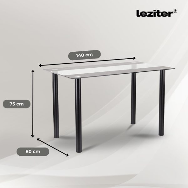Riona 140 cm szögletes üveg étkezőasztal - Image 3