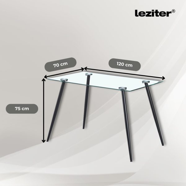 Lana 120 cm szögletes üveg étkezőasztal - LUAL120B - Image 3