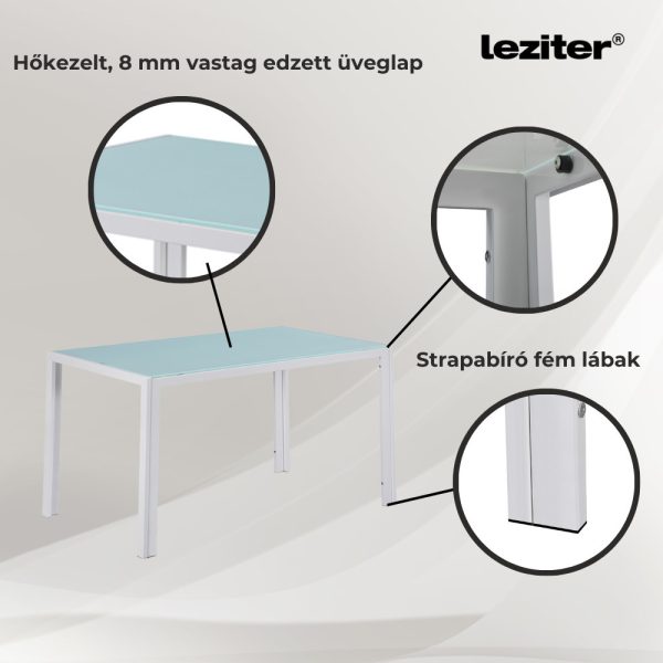 Ezra 140 cm szögletes üveg étkezőasztal - Image 4