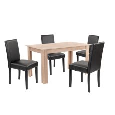Leon 4+1 étkező garnitúra sonoma tölgy-fekete - LYET140ST_LKE-BL_4