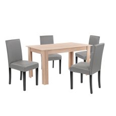 Leon 4+1 étkező garnitúra sonoma tölgy-szürke - LYET140ST_LKE-GR_4