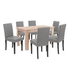 Leon 6+1 étkező garnitúra sonoma tölgy-szürke