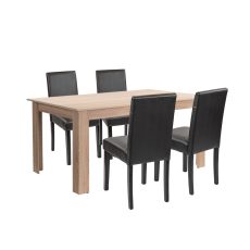 Leon 4+1 étkező garnitúra sonoma tölgy-fekete - LYET160ST_LKE-BL_4