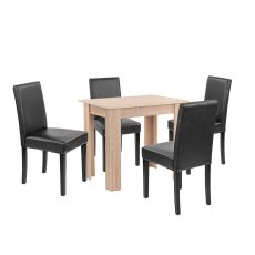 Leon 4+1 étkező garnitúra sonoma tölgy-fekete - LYET86ST_LKE-BL_4