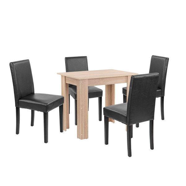 Leon 4+1 étkező garnitúra sonoma tölgy-fekete - LYET86ST_LKE-BL_4