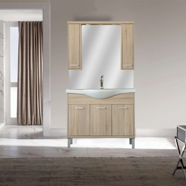 Nerva 105 cm-es tükrös felsőszekrény, Sonoma tölgy - Image 4
