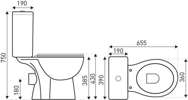 Niagara Duo monoblokkos rimless WC hátsó kifolyással ülőkével - Image 2