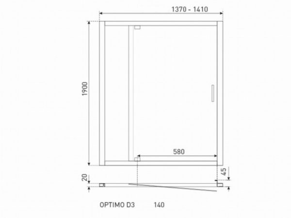 Optimo D3 140x190 cm zuhanyajtó - OPTIMOD3140G - Image 2