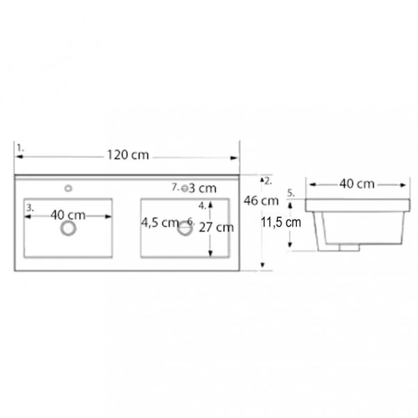 Leziter Porto Prime 120 komplett fehér–sonoma tölgy – alsó szekrény mosdóval és CUBE tükörrel - POPR120FRSZ - Image 3