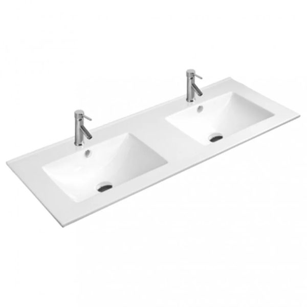Leziter Porto Prime 120 komplett fehér–sonoma tölgy – alsó szekrény mosdóval és CUBE tükörrel - POPR120FRSZ - Image 5
