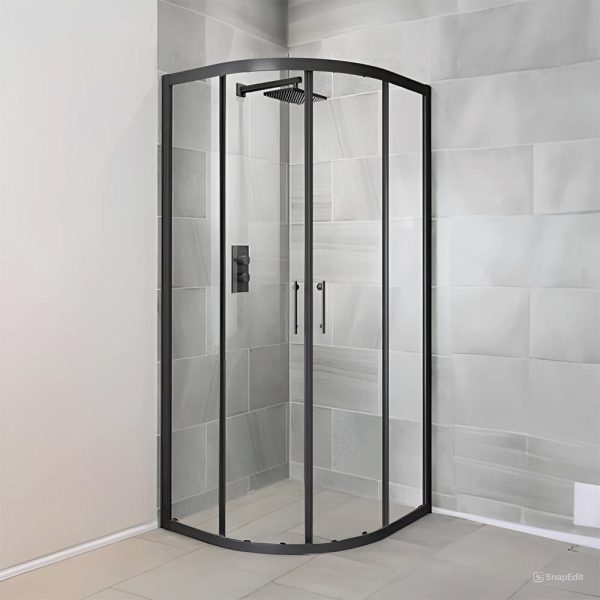 Spirit Clear 90x90 cm íves zuhanykabin zuhanytálca nélkül fekete - SC90SB - Image 2