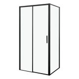 Silves 80x100 cm aszimmetrikus nyílóajtós zuhanykabin zuhanytálca nélkül fekete profillal - SILVES100X80