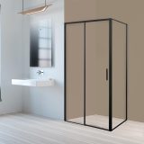 Silves 80x100 cm aszimmetrikus nyílóajtós zuhanykabin zuhanytálca nélkül fekete profillal - SILVES100X80 - Image 2