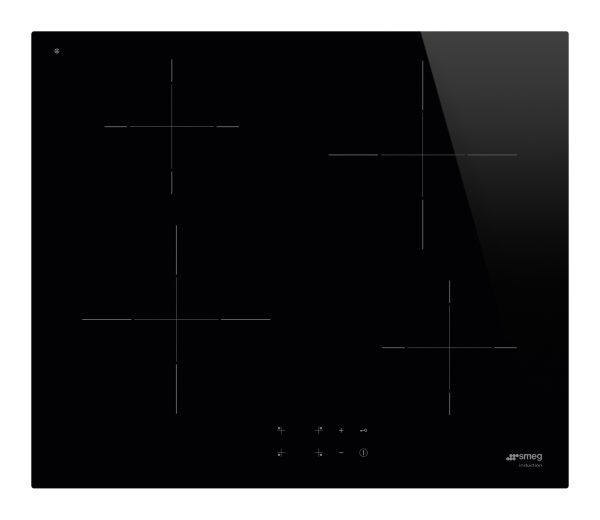 SMEG INDUKCIÓS FŐZŐLAP, Universal design, 60 cm, 4 főzőzóna, fekete üveg
