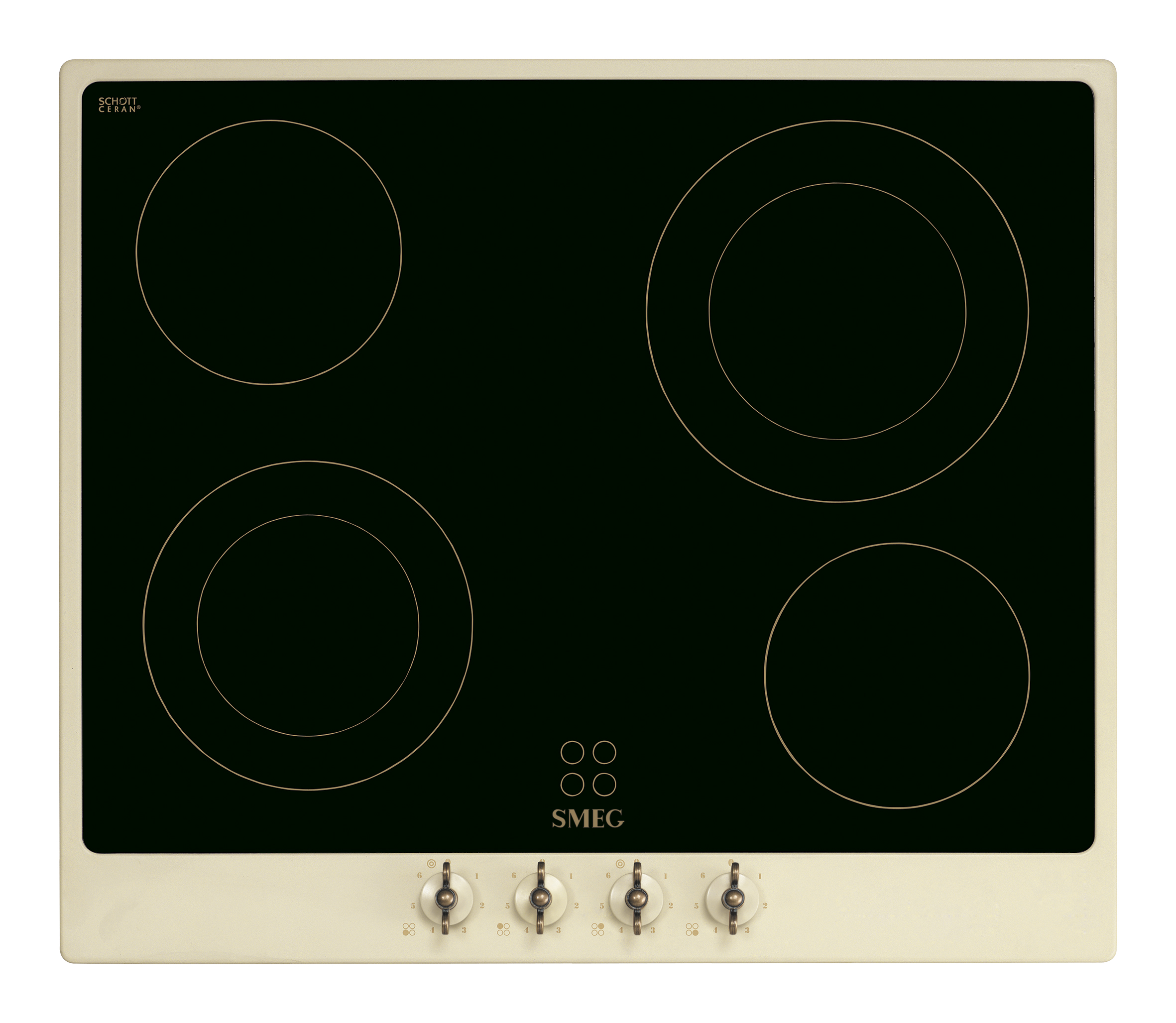 SMEG KERÁMIA FŐZŐLAP, Colonial design, 60 cm, 4 főzőzóna, bézs - P864PO