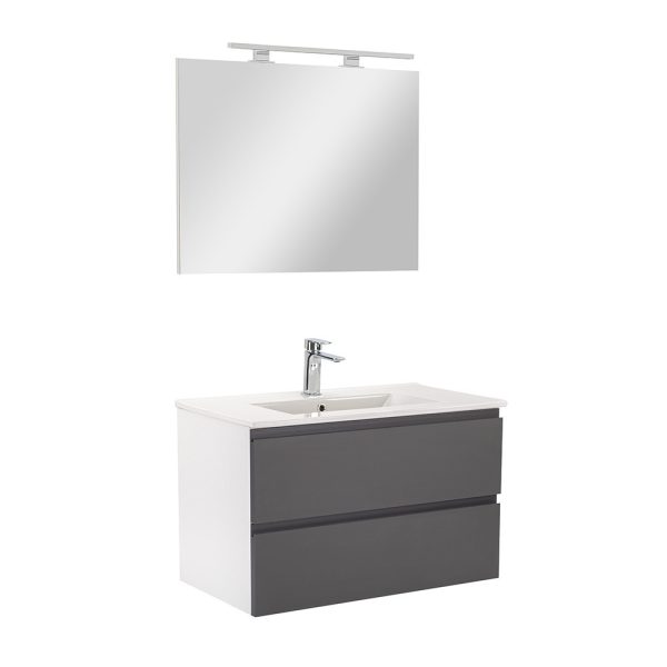 Vario Pull 80 komplett fürdőszoba bútor fehér-antracit - Vario056-k