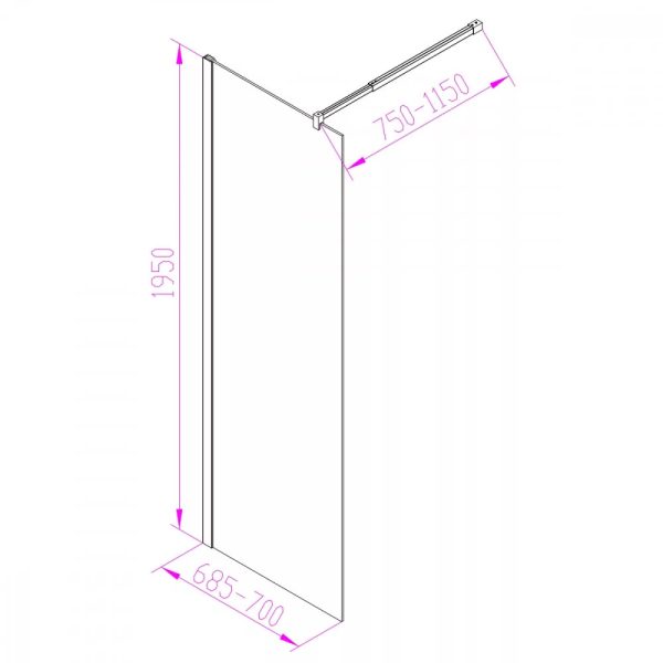 Walker 70x195 cm Walk in zuhanyfal - Image 3