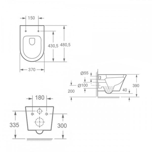 Ride fali, rimless WC soft close ülőkével - Image 3