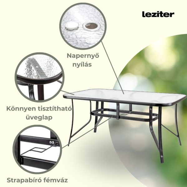 Canillo fémvázas üveg kerti asztal - XY-ST1590 - Image 3