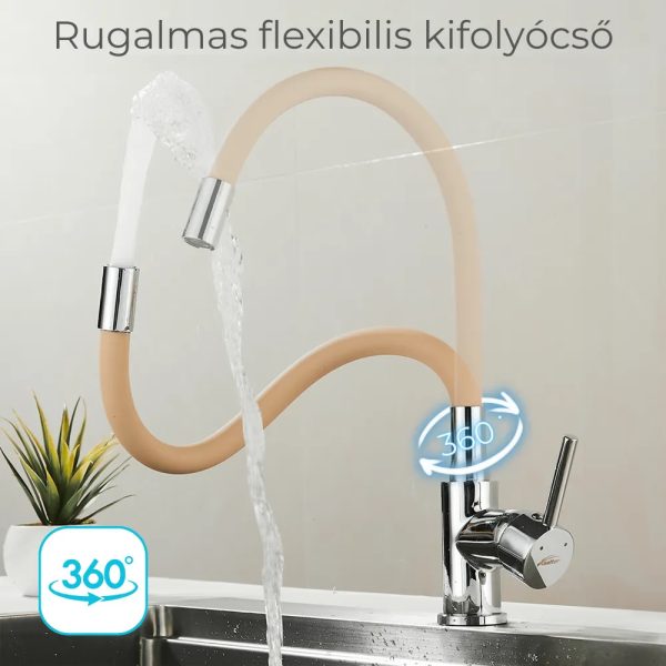 Corin álló mosogató csaptelep flexibilis kifolyócsővel bézs - Image 2