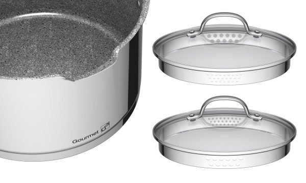 G21 Gourmet Miracle 28 cm átmérőjű főzőedény, rozsdamentes acél/greblon - Image 3