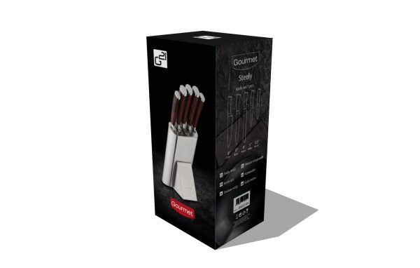 G21 Gourmet Steely 5 db-os kés szett + rozsdamentes acél tartóval - Image 7