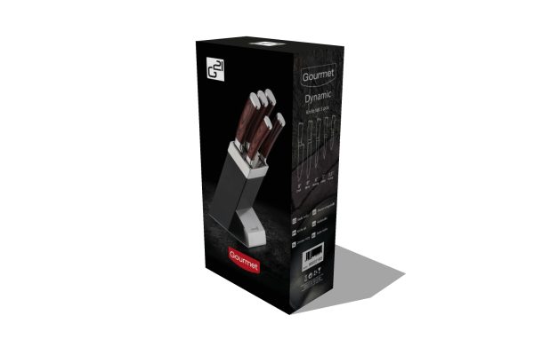 G21 Gourmet Dynamic 5 db-os kés szett + fekete-rozsdamentes acél tartóval - Image 8