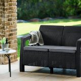 Keter Corfu kerti bútor love seat kétszemélyes kanapé, grafitszürke - Image 3